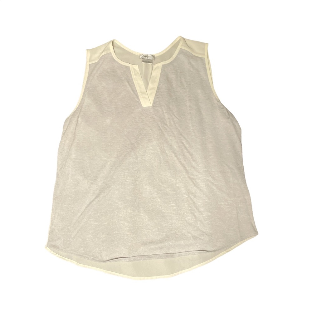 Gray and White Van Heusen No-Sleeve Shirt/Blouse